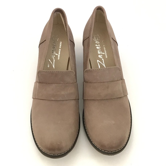 ZAPATO Leather Pump Loafer Slip On Heeled Loafer Tan Heels Womens Size 9.5 EU40 - Picture 3 of 16